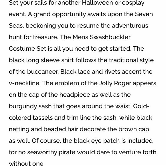 Swashbuckler complete adult Halloween costumes - Picture 8 of 8